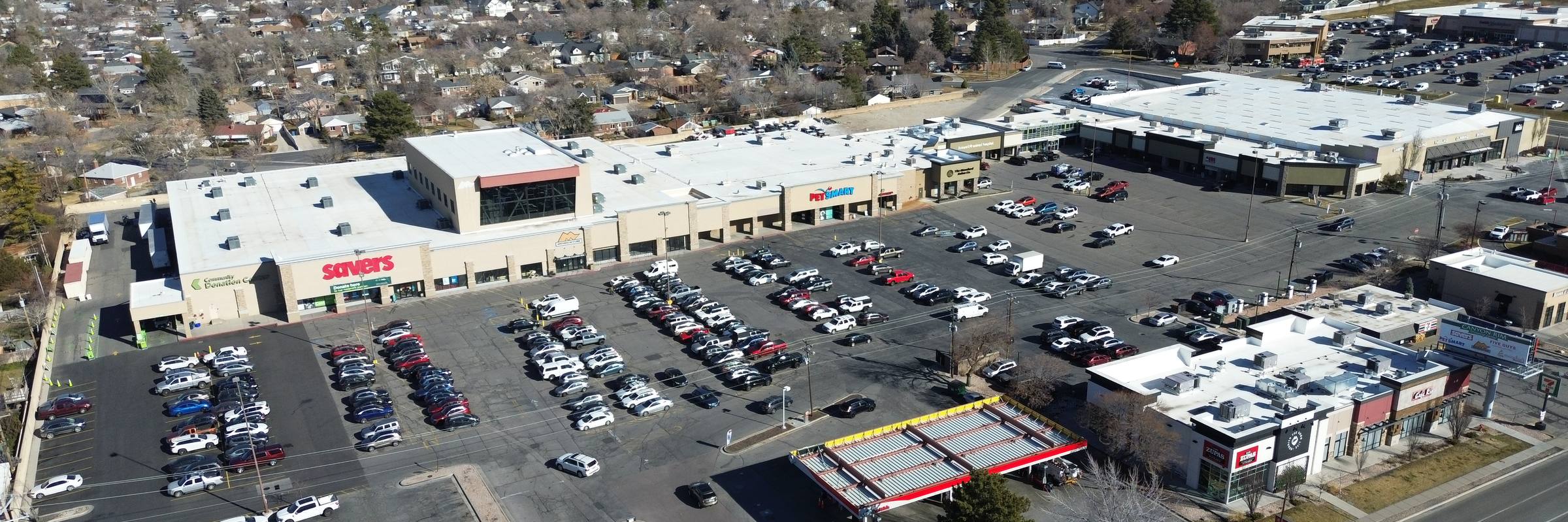 Aerial view of Canyon Rim Shopping Center in Salt Lake City